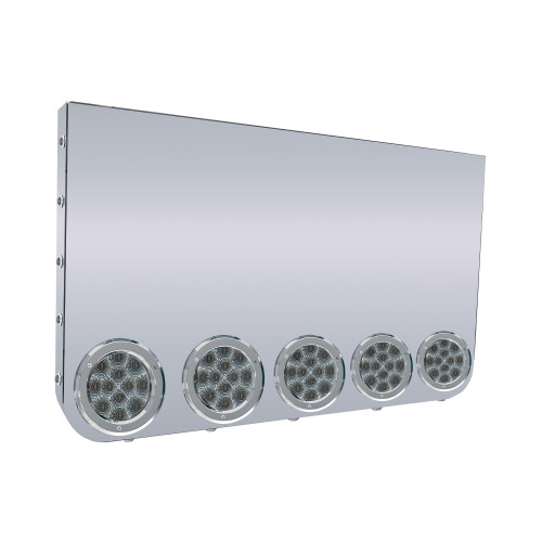 20" Rear Center Panel, Rounded Bttm W/5-4"Clear Red Round Lights & 15-3/4"Clear Red Ligths
