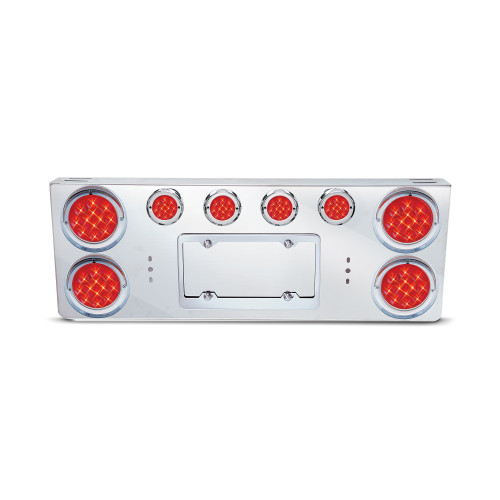 SS Rear Panel W/4-4" Clear Red Light & W/4-2"Clear Red Light On The Top