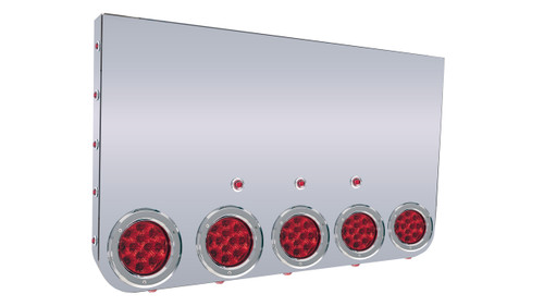 20" Rear Center Panel, Rounded Bttm W/5-4" Round Clear Red Lights & 18-3/4"Clear  Red Lights
