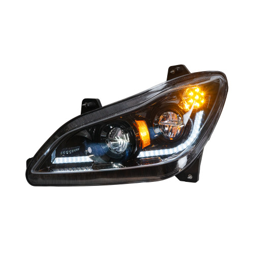 Kenworth T680 2022+ LED Headlight w/ Heated Lens & Sequential Turn Signal Black (Driver)