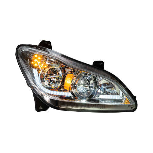 Fits Kenworth T680 2022+ LED Headlight with Heated Lens & Sequential Turn Signal, Chrome, Passenger Side