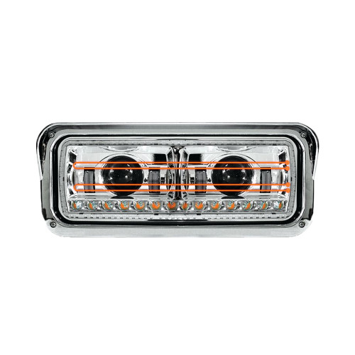 Universal LED Headlight with Heated Lens & Sequential Turn Signal, Chrome, Driver Side