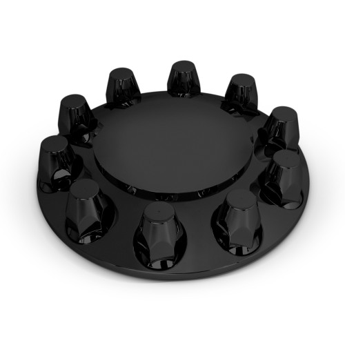 Round Matte Black Front Axle Cover W/ 33mm Threaded Lug Nut Covers