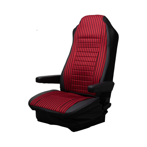 SEAT COVER W/ RIBBED FABRIC & LEATHERETTE TRIM - RED