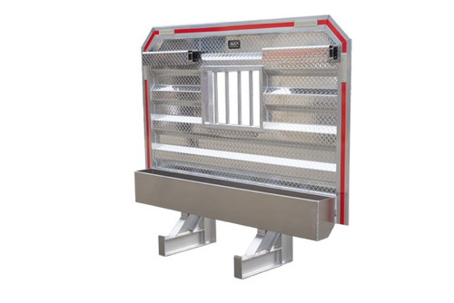 CAB RACK W/ 2 CHAIN HANGERS, FULL TRAY AND JAIL WINDOW CUTOUT - 68" x 80"