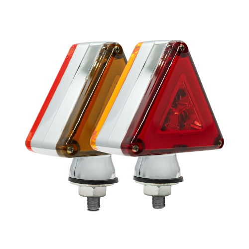 DOUBLE FACE TRIANGLE GLO LIGHTS, AMBER/RED, 2PK