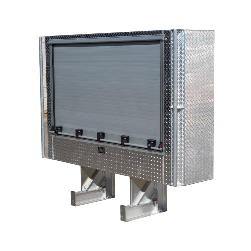 HEADACHE RACK W/ ROLL UP DOOR 79" x 72" x 18" - DIAMOND PLATE
