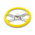 18'' YELLOW WOOD STEERING WHEEL WITH 4 CHROME SPOKES