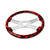 18'' SKULL DESIGN RED WOOD STEERING WHEEL WITH 4 CHROME SPOKES