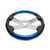 18" BLUE WOOD AND LEATHER STEERING WHEEL WITH 4 CHROME SPOKES