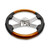 18" ORANGE WOOD AND LEATHER STEERING WHEEL WITH 4 CHROME SPOKES