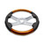 18" ORANGE WOOD AND LEATHER STEERING WHEEL WITH 4 CHROME SPOKES