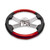 18" MAROON WOOD AND LEATHER STEERING WHEEL WITH 4 CHROME SPOKES