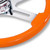 18'' ORANGE WOOD STEERING WHEEL WITH 4 CHROME SPOKES
