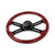 18'' MAROON WOOD STEERING WHEEL WITH 4 BLACK SPOKES
