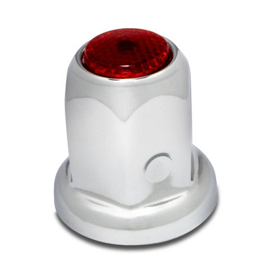 33mm CLASSIC STEEL LUG NUT COVER W/ RED REFLECTOR PUSH ON
