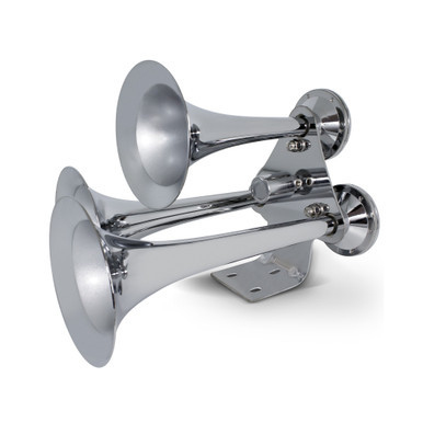 3 TRUMPETS AIR POWERED TRAIN HORNS - CHROME