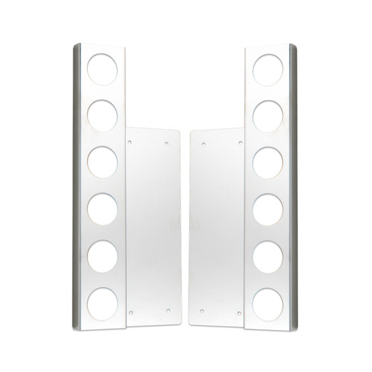 STAINLESS STEEL FRONT AIR CLEANER BRACKETS W/ 6 - 2" ROUND LIGHT HOLES FOR FREIGHTLINER CLASSIC