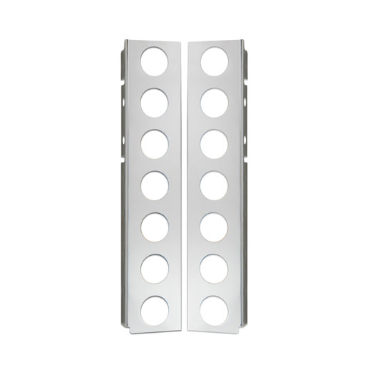 STAINLESS STEEL FRONT AIR CLEANER BRACKETS W/ 7 - 2" ROUND LIGHT HOLES FOR PETERBILT 2006+