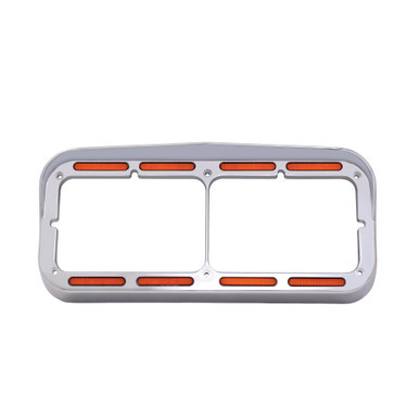 RECTANGULAR DUAL HEADLIGHT BEZEL W/ VISOR & 32 AMBER LEDS