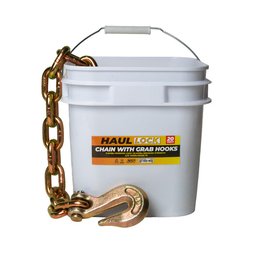 3/8" X 20' G70 CHAIN W/ GRAB HOOKS WLL 7,100 lbs
