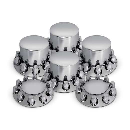 ROUND AXLE COVER COMBO KIT W/ 33mm STANDARD THREADED LUG NUT COVERS