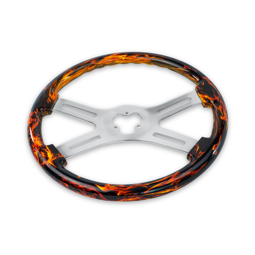 18'' FIRE DESIGN WOOD STEERING WHEEL