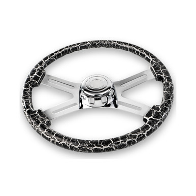 18" WHITE LIGHTNING DESIGN WOOD STEERING WHEEL