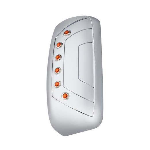 MIRROR COVER W/ 6-3/4" AMBER LEDS FOR KENWORTH T600 & T660 - PASSENGER