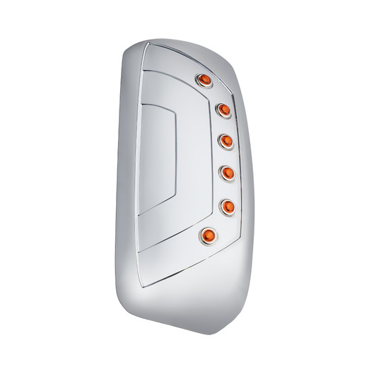 MIRROR COVER W/ 6-3/4" CLEAR LENS AMBER LEDS FOR KENWORTH T600 & T660 - DRIVER