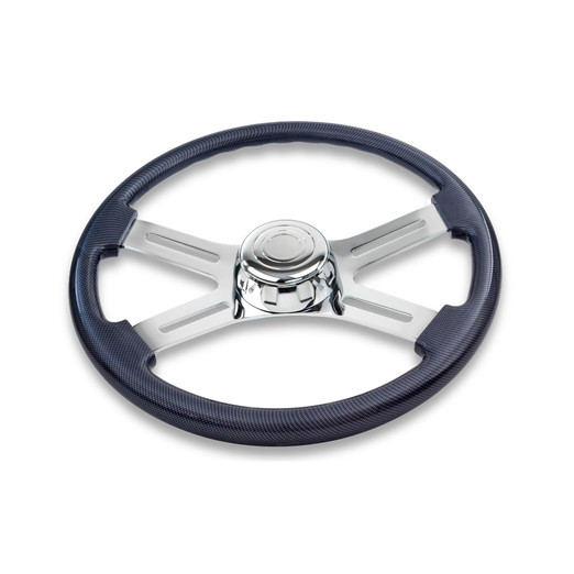 18'' CARBON FIBER WOOD STEERING WHEEL WITH 4 CHROME SPOKES