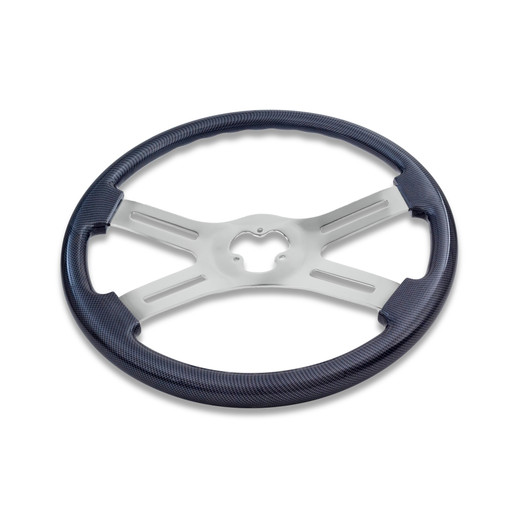 18'' CARBON FIBER WOOD STEERING WHEEL WITH 4 CHROME SPOKES