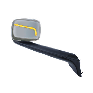 CHROME HOOD MIRROR ASSEMBLY W/ SEQUENTIAL TURN SIGNAL FITS FREIGHTLINER CASCADIA 2018+ - PASSENGER