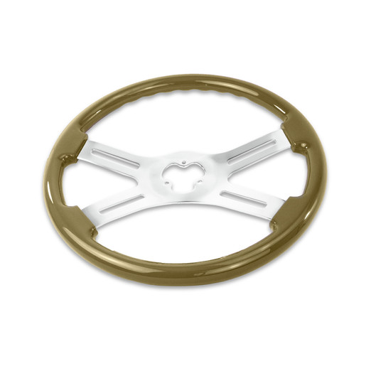18'' BRONZE WOOD STEERING WHEEL WITH 4 CHROME SPOKES