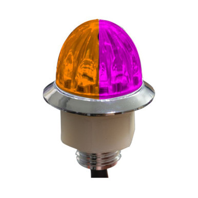 4 LED 3/4″ DUAL COLOR MINI WATERMELON LIGHT – AMBER & PURPLE/CLEAR LENS