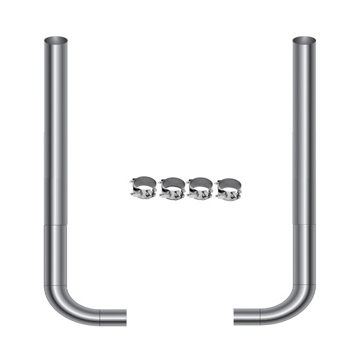 8" FLAT TOP COMPLETE EXHAUST KIT W/ 90° SHORT ELBOWS (FREIGHTLINER)