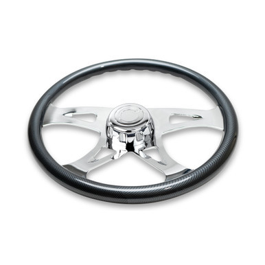 18'' CARBON FIBER WOOD STEERING WHEEL WITH CHROME VIBRANT DESIGN SPOKES