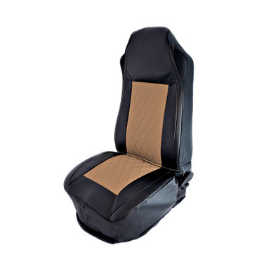 SEAT COVER W/ DIAMOND CENTER & LEATHERETTE TRIM - TAN