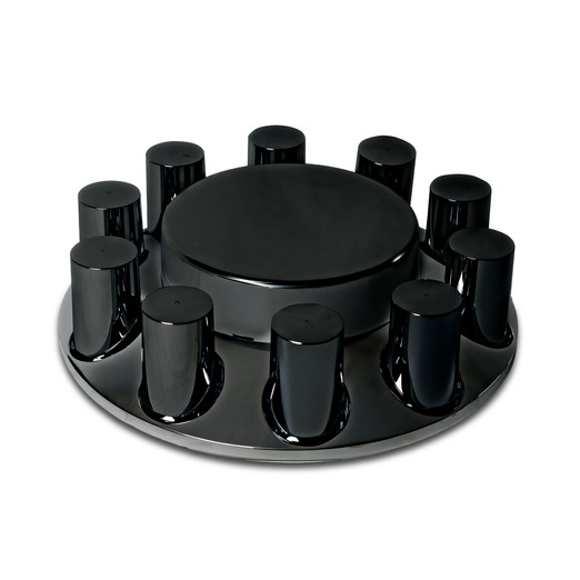 FLAT FRONT AXLE COVER W/10-33mm SCREW ON LUG NUTS - MATTE BLACK