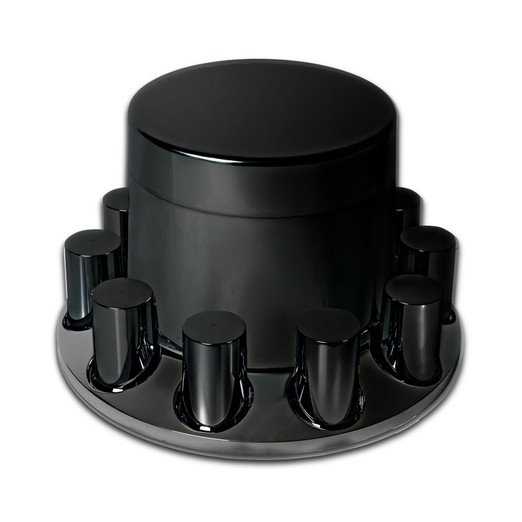 Flat Matte Black Rear Axle Cover W/ 33mm Threaded Lug Nut Covers