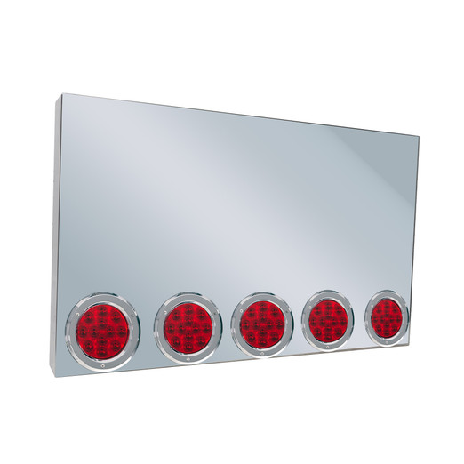 20" REAR CENTER PANEL W/ 5 - 4" LIGHT HOLES - BOXED EDGE - RED