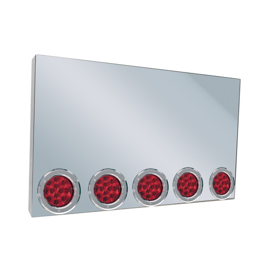 20" REAR CENTER PANEL W/ 5 - 4" LIGHT HOLES - BOXED EDGE - CLEAR RED