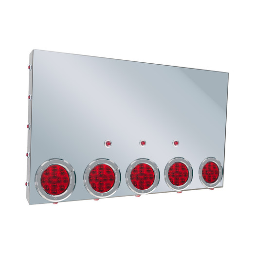 20" REAR CENTER PANEL W/ 5 - 4" & 18 - 3/4" LIGHT HOLES - BOXED EDGE - RED