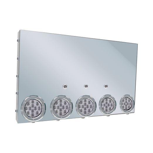 20" REAR CENTER PANEL W/ 5 - 4" & 18 - 3/4" LIGHT HOLES - BOXED EDGE - CLEAR RED