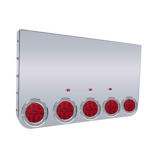 20" REAR CENTER PANEL W/ 5 - 4" & 18 3/4" LIGHT HOLES - ROUNDED BOTTOM - RED