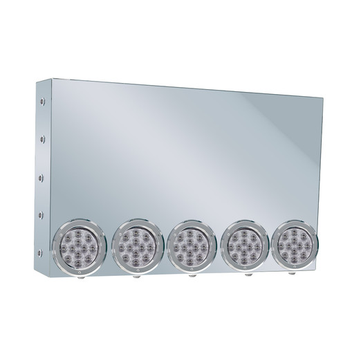 20" REAR CENTER PANEL W/ 5 - 4" & 15 3/4" LIGHT HOLES - MITERED EDGE - CLEAR RED