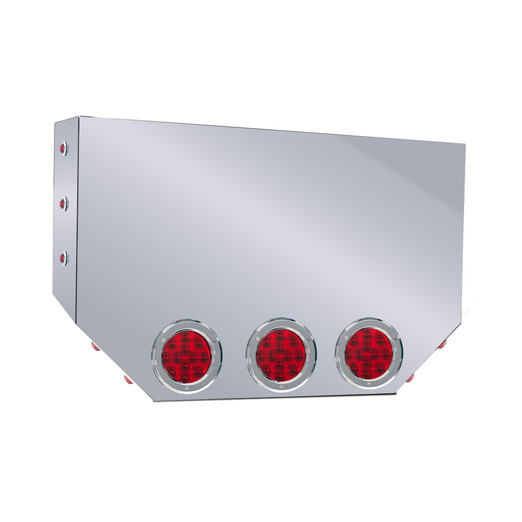 20" REAR CENTER PANEL W/ 5 - 4" & 10 - 3/4" LIGHT HOLES - HEX SLANT MITERED EDGE - RED