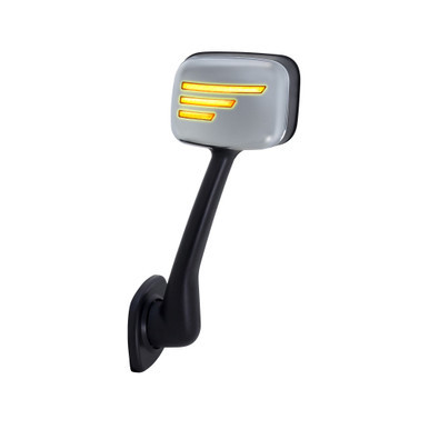 CHROME HOOD MIRROR ASSEMBLY W/ SEQUENTIAL 3 LINES TURN SIGNAL FITS FREIGHTLINER CASCADIA 2008-2017 - DRIVER