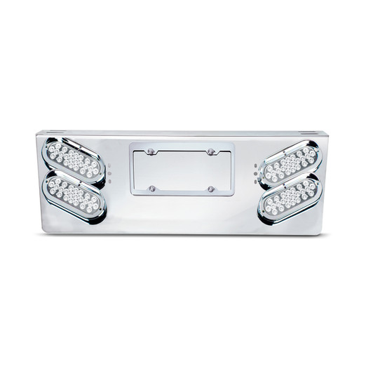 SS Rear Panel W/4 Clear Red Economy Oval Light