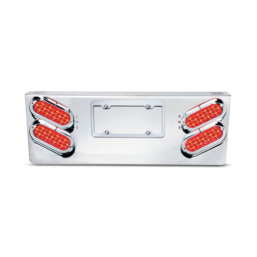 SS Rear Light Panel W/4-4"Red Economy Light  & W/6-2"Red Lights On Bottom